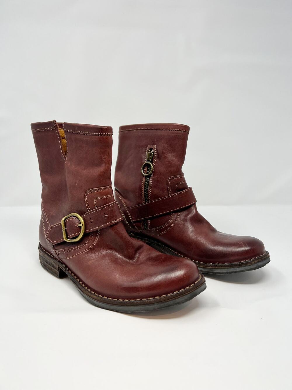 Fiorentini & Baker Leather Eternity Eli Moto Cropped Ankle Boot with Buckle 36